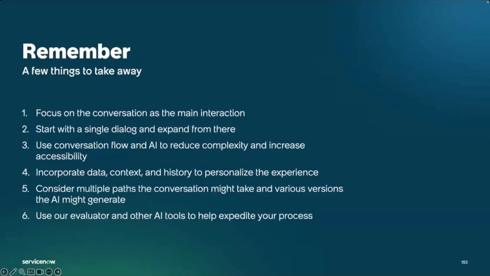 Training slide listing the session takeaways